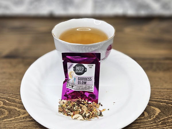 Goddess Glow Gourmet Herbal Tea: Peach Mango Tropical Loose Leaf Blend