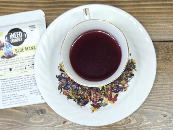 Blue Mana Gourmet Green Tea: Blueberry, Blue-Raspberry Loose Leaf Blend
