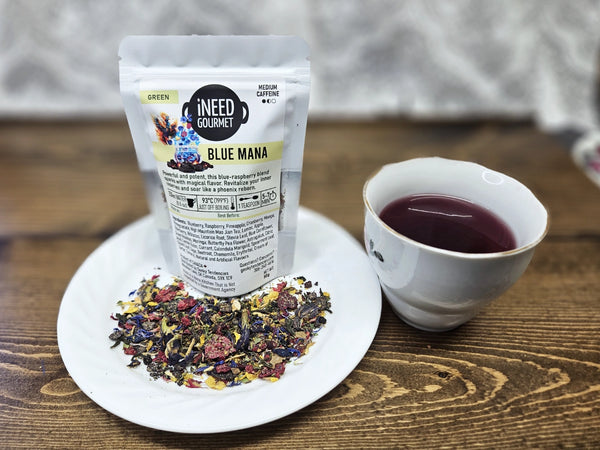 Blue Mana Gourmet Green Tea: Blueberry, Blue-Raspberry Loose Leaf Blend