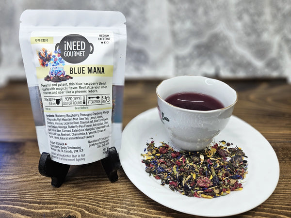 Blue Mana Gourmet Green Tea: Blueberry, Blue-Raspberry Loose Leaf Blend