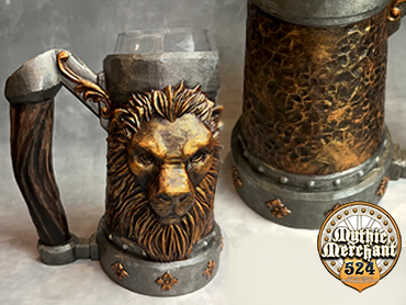 Armoured Pint  - Lions Head Copper / Lead - Hand Painted - Can Holder Mug