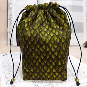 Green Dragonscale dice bag with built-in organizer