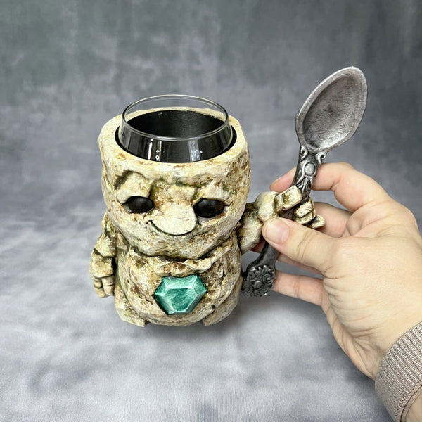 Grinning Golem  - Hand painted Can Holder Mug