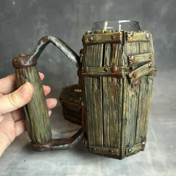 Coffin/Gravedigger Mug - Custom Hand Painted - Mythic Can Holder Mug