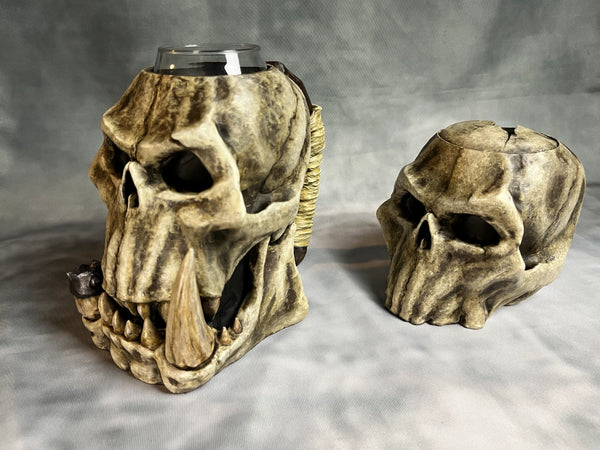 Orc Skull - Hand Painted - Can Holder Mug