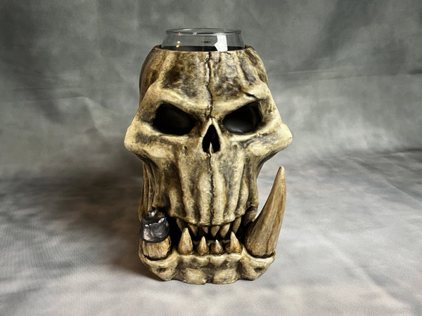 Orc Skull - Hand Painted - Can Holder Mug