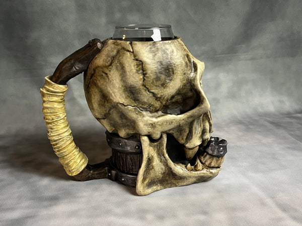 Orc Skull - Hand Painted - Can Holder Mug