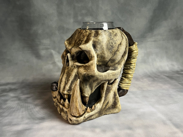 Orc Skull - Hand Painted - Can Holder Mug