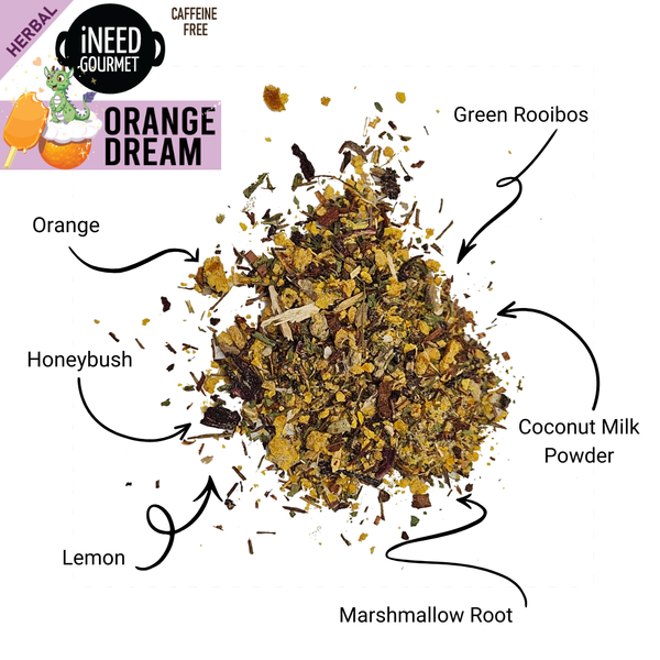 Orange Dream Herbal Tea: Fruity Caffeine-Free Loose Leaf Blend with Orange Creamsicle Vibes