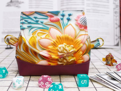 Deluxe Peach & Aqua Floral Pandora Dice Bag
