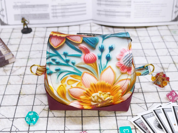 Deluxe Peach & Aqua Floral Pandora Dice Bag