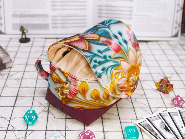Deluxe Peach & Aqua Floral Pandora Dice Bag