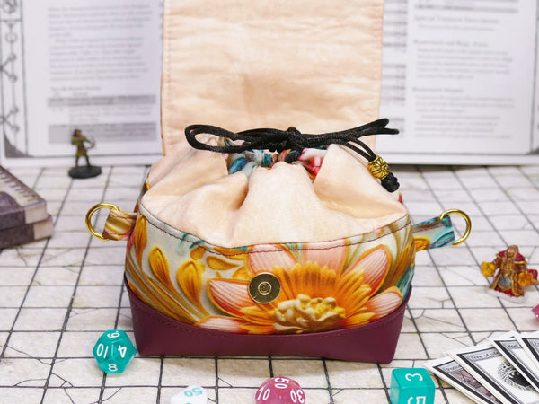 Deluxe Peach & Aqua Floral Pandora Dice Bag
