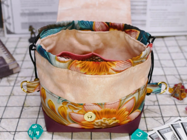 Deluxe Peach & Aqua Floral Pandora Dice Bag
