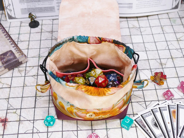 Deluxe Peach & Aqua Floral Pandora Dice Bag