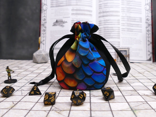 Small Rainbow Dragonscale Dice Bag