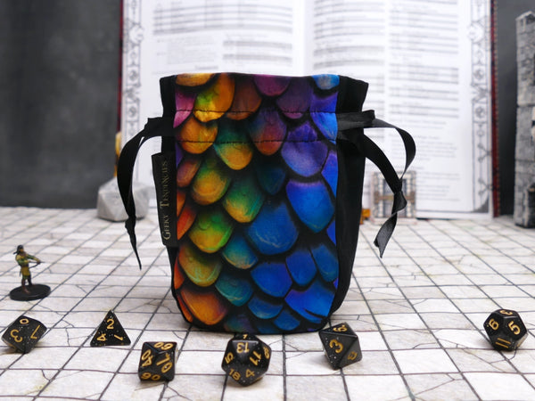 Small Rainbow Dragonscale Dice Bag