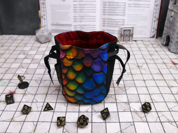 Small Rainbow Dragonscale Dice Bag