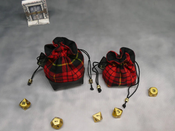 Red Plaid Mini Dice Bags (2 sizes)