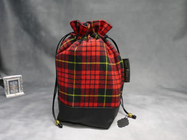 Red Plaid Dice Bag with Built-in organizer pockets