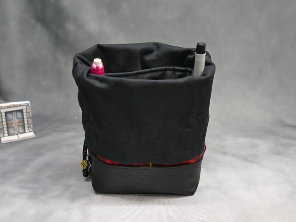 Red Plaid Dice Bag with Built-in organizer pockets