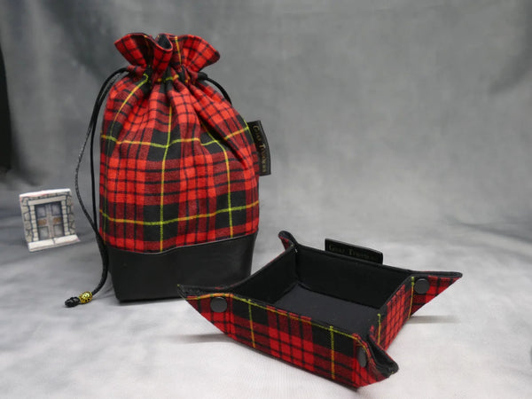Red Plaid Dice Bag with Built-in organizer pockets