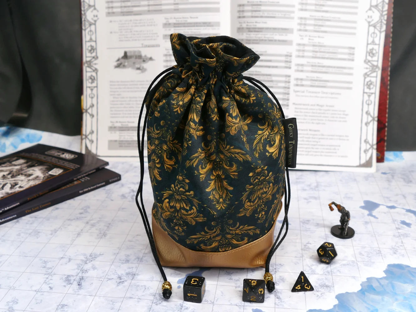 Golden Regency Dice Bag with Built-in organizer