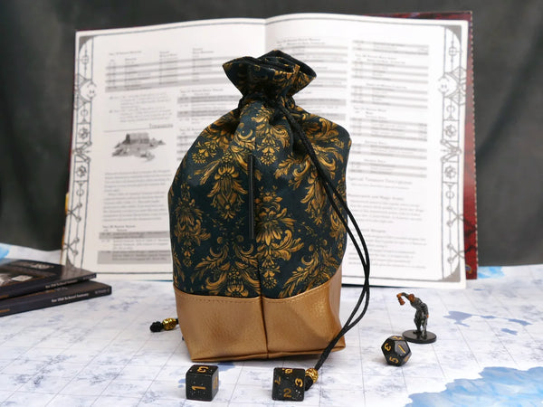 Golden Regency Dice Bag with Built-in organizer