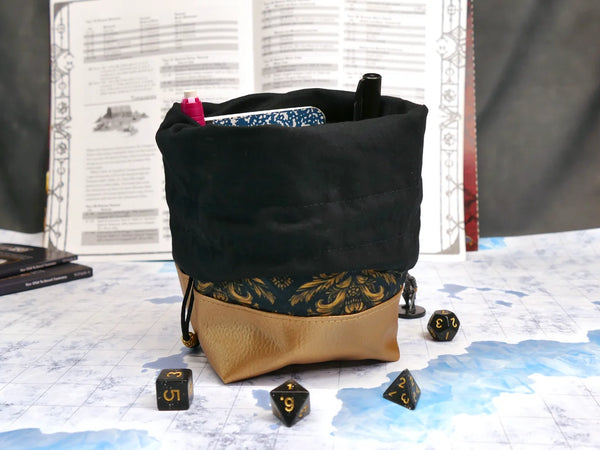 Golden Regency Dice Bag with Built-in organizer