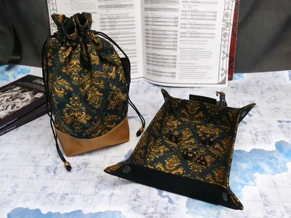 Golden Regency Dice Bag with Built-in organizer