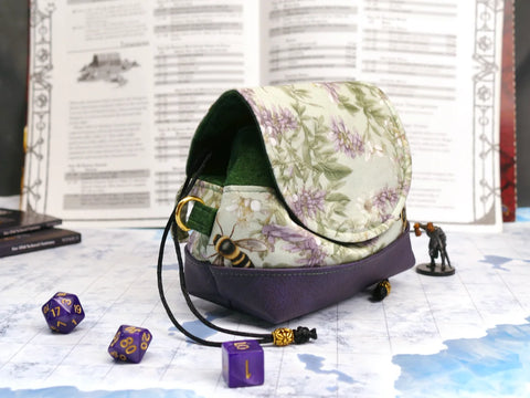 Deluxe Lavender Bees Floral Pandora Dice Bag