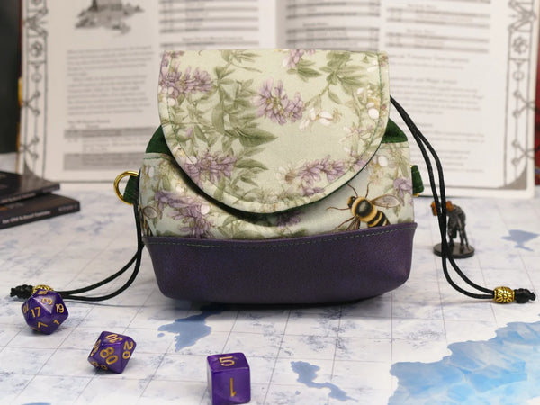 Deluxe Lavender Bees Floral Pandora Dice Bag