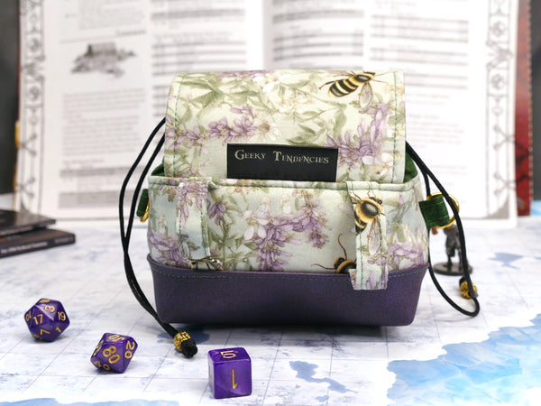 Deluxe Lavender Bees Floral Pandora Dice Bag