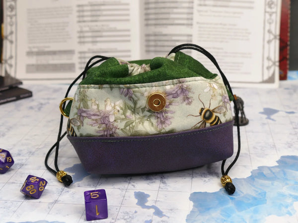 Deluxe Lavender Bees Floral Pandora Dice Bag