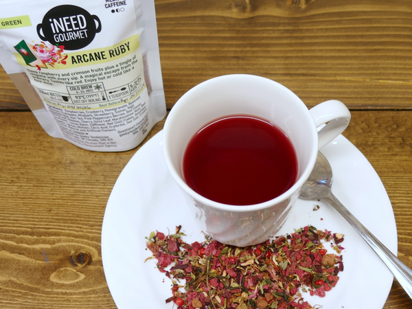 Arcane Ruby Gourmet Green Tea: Raspberry Chipotle Loose Leaf Blend