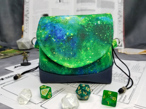 Deluxe Green Nebula Pandora Dice Bag