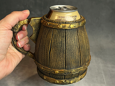 Rustic Oak Wood & Gold  - Hand Painted - Can Holder Mug