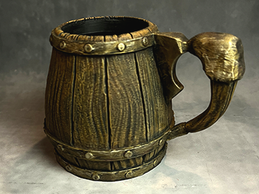 Rustic Oak Wood & Bronze  - Hand Painted - Can Holder Mug