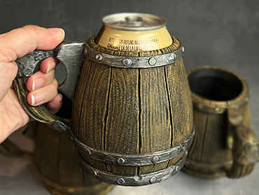 Rustic Oak Wood & Steel  - Hand Painted - Can Holder Mug