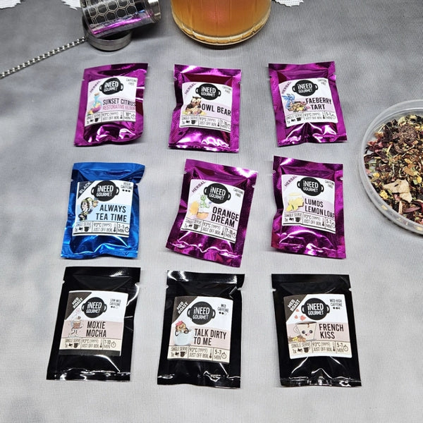 Gourmet Herbal Tea and Coffee Sampler Pack: Loose Leaf Single Serves
