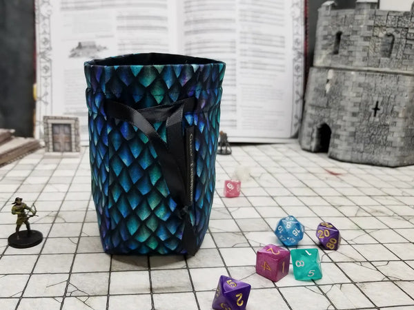 Small Blue Dragonscale Dice Bag