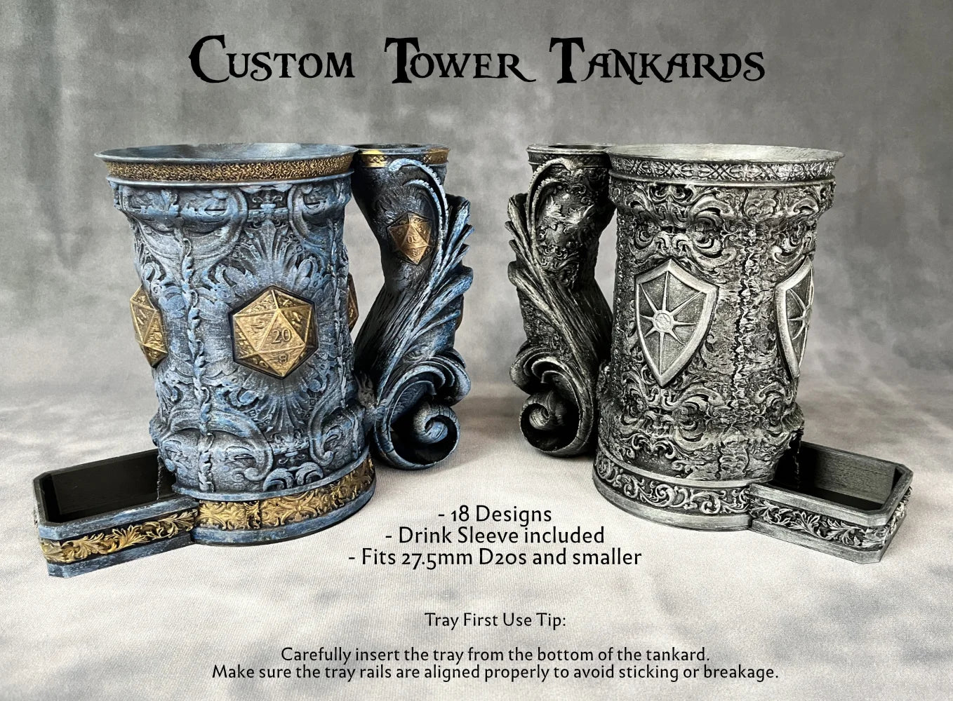 Custom Tankards of Fate - Hand-painted Dice Tower Can Holder Mug