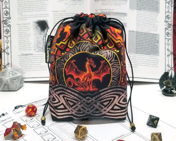 RED Dragon Dice Bag with Storage Pockets