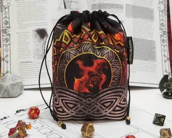 RED Dragon Dice Bag with Storage Pockets