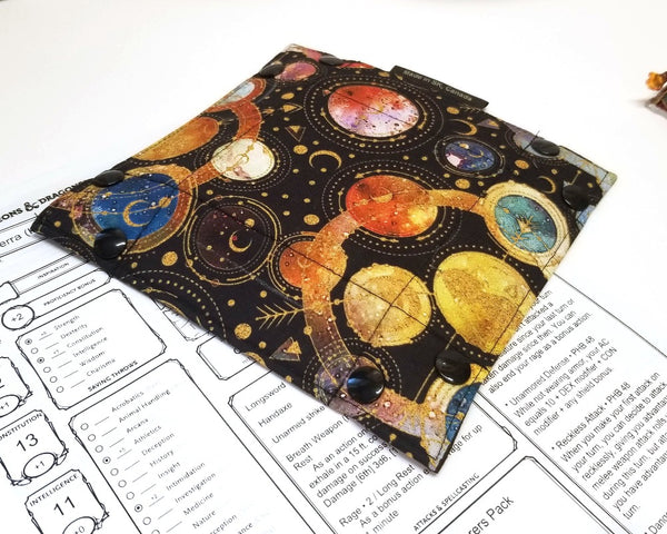 Back of the small cosmos dice tray showing the celestial print