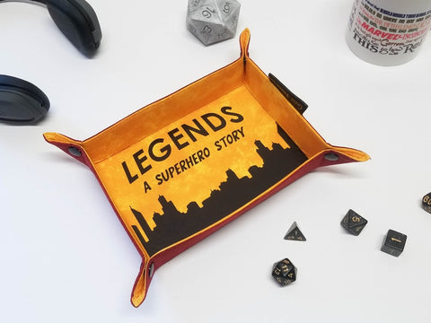 Yellow and Red Dice tray with Black Custom Graphic
