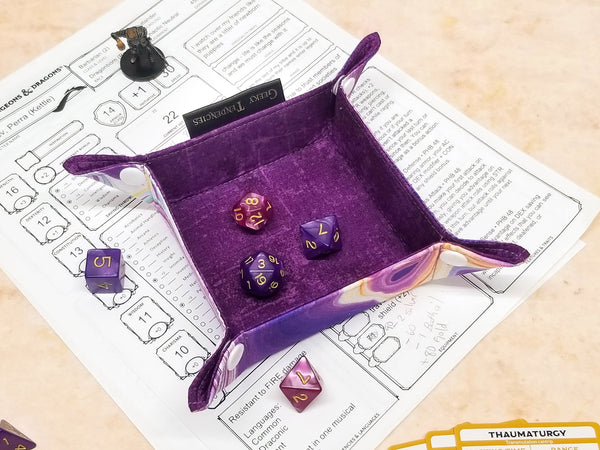 Purple Watercolor Mini Collapsible Dice Tray