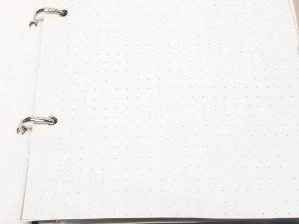 Closeup of dot-grid journal pages