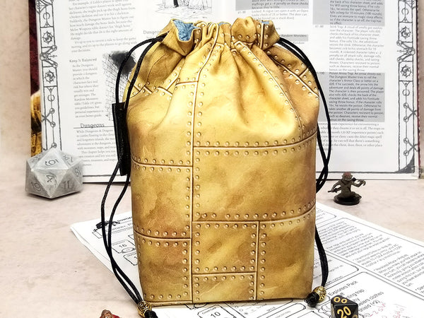 Brass Plate dice bag with built-in organizer