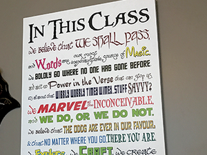 In this Class canvas poster close up